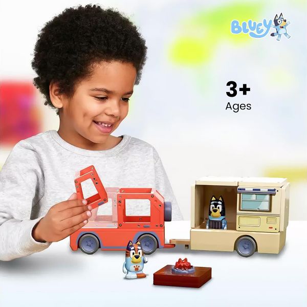 Moose Toys Bluey Heeler Camper Tile Town 13-Piece Magnetic Tile Playset