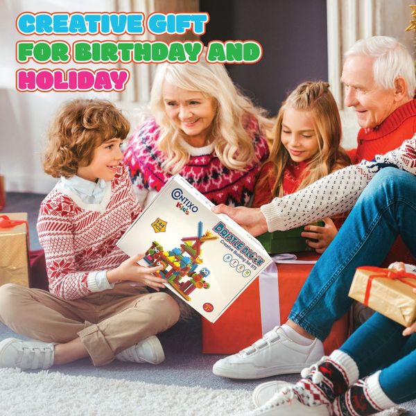 Contixo ST5 STEM Building Toys, 144 pcs Bristle Shape 3D Tiles Construction Educational Block, Creativity Beyond Imagination for Kids Ages 3-8
