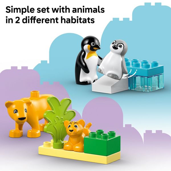 LEGO DUPLO Town Wild Animal Families Penguins & Lions Preschool Learning & Building Toy 10442