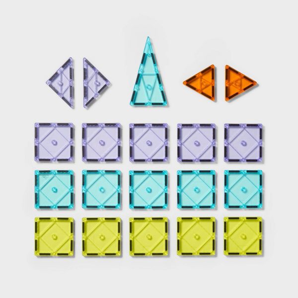Magnetic Tiles Yellow Tin - Gigglescape™: Educational Toy for Creativity & Fine Motor Skills, 20 Pieces Set