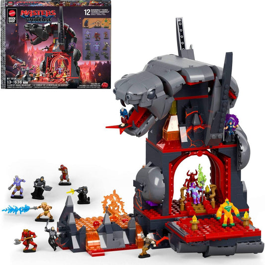 Mattel Brick Shop Masters of the Universe Clash at Snake Mountain Building Toy Kit 636pc for Collectors