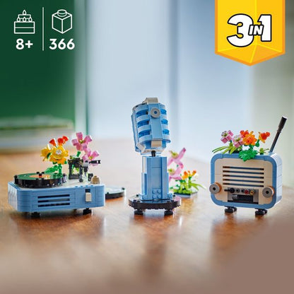 LEGO Creator 3 in 1 Record Player with Flowers, 3 Building Options, Record Player, Radio, or Microphone 31172