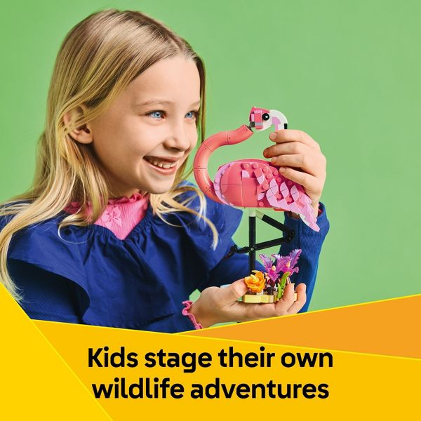 LEGO Creator 3 in 1 Wild Animals: Pink Flamingo Toy with 3 Building Options, Pink Flamingo, Cockatoo or Axolotl 31170