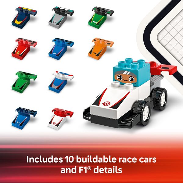 LEGO DUPLO Town F1 Team Race Cars & Drivers Building Toy for Toddlers 10445