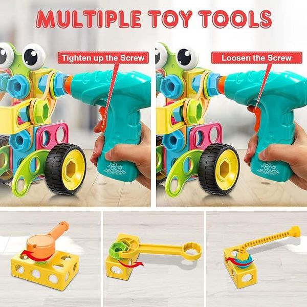 Contixo ST3 Kids 3D Building Blocks STEM Toy Set, 223 PCs Construction Playboards for Creativity & Learning, Ages 3+ Boys Girls Gift