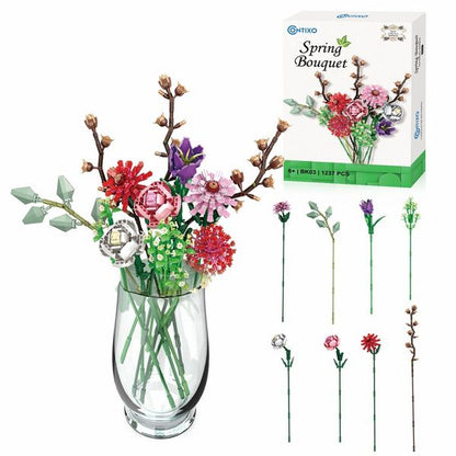 Contixo Floral Collection Building Block Set, 2-Set Botanical Collection, Flowers Building Blocks, 3D Flower Building Toys For Kids 6 Years Old Up
