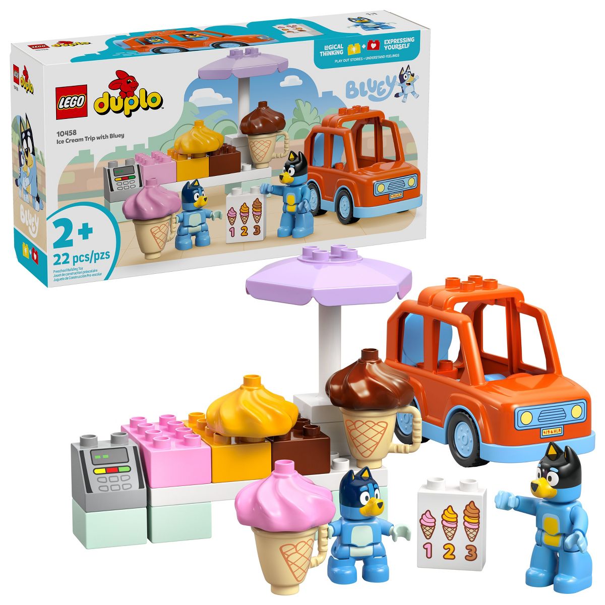 LEGO DUPLO Bluey Ice Cream Trip with Bluey Building Set 10458