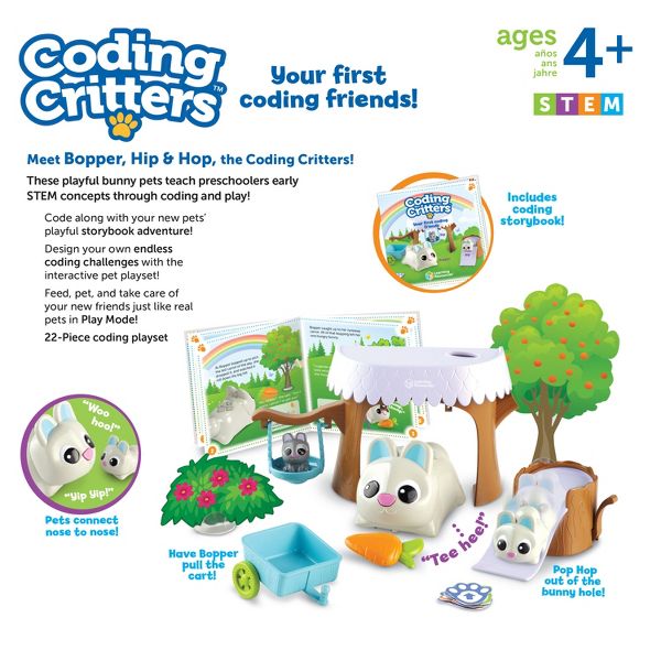 Learning Resources Coding Critters Bopper, Hip & Hop, Screen-Free Early Coding Toy For Kids, 22 Pieces, Ages 4+