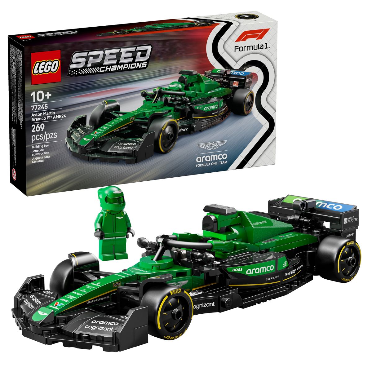 LEGO Speed Champions Aston Martin Aramco F1 AMR24 Race Car Building Toy 77245