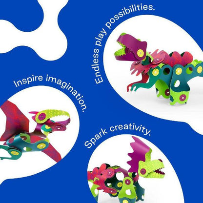 Clixo Dino Discovery Magnetic Set: 22 Flexible Piece STEM Building Set for Kids Ages 6+