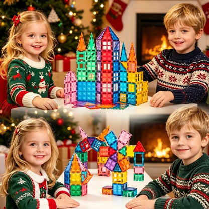 Joyfy 66PCS Magnetic Tiles Building Blocks for Kids Toddlers Construction STEM Toys Birthday Christmas Gift for 3 4 5 6 7 8 Year Old Boys & Girls