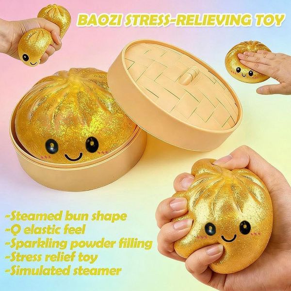 Link Dumpling Squishies Mystery Box, 4 Colors Random Mystery Glitter Dumpling Squishies Toy Gift Box (Random Color) Plus Free Gift