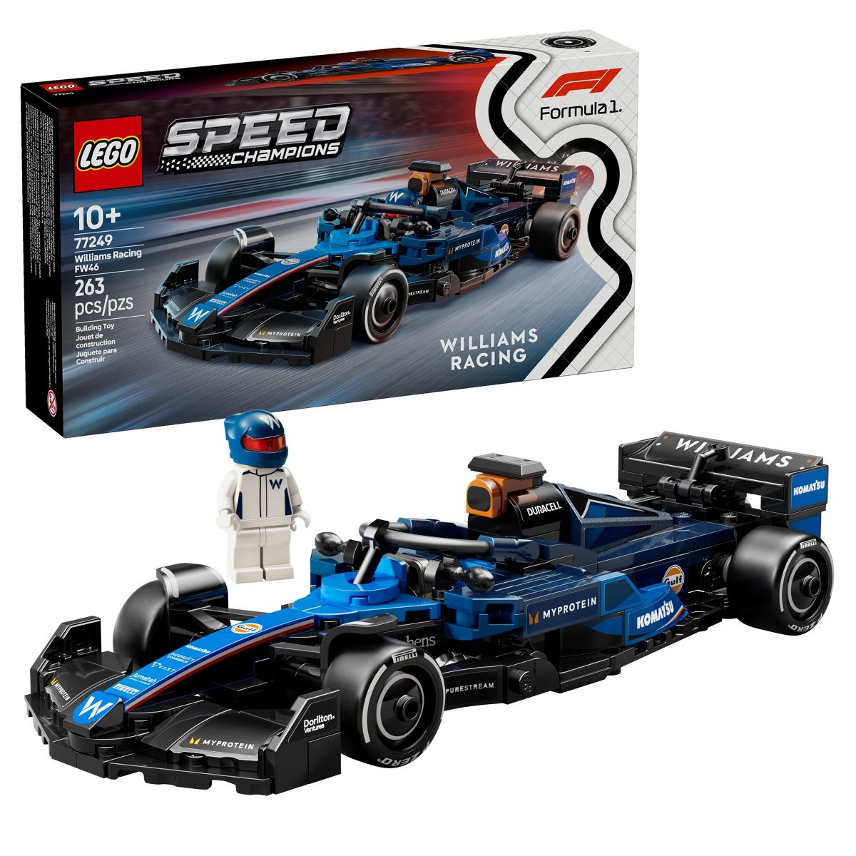 LEGO Speed Champions Williams Racing FW46 F1 Race Car Toy Building Set 77249