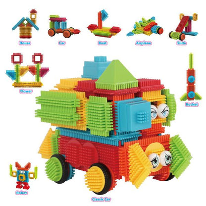 Contixo ST7 STEM Building Blocks Set, 244 Pcs Bristle Shape 3D Educational Construction Toy for Kids Ages 3-8, Creativity, Learning, Safe & Durable