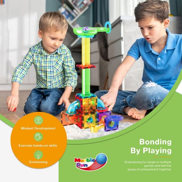 PICASSO-TILES Marble Run Magnetic Tiles for Kids – 108PCS STEM Educational Construction Building Blocks Race Track Toy Set