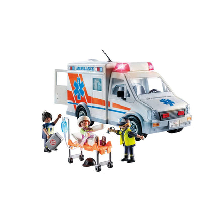 Playmobil Ambulance with Lights: Building Set, Educational Focus on Fine Motor Skills, 63 Pieces