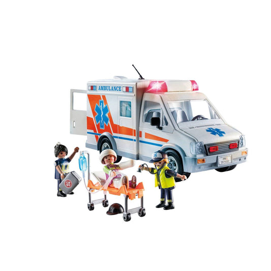 Playmobil Ambulance with Lights: Building Set, Educational Focus on Fine Motor Skills, 63 Pieces
