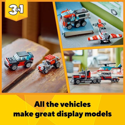 LEGO Creator 3 in 1 Flatbed Truck with Helicopter Toy 31146