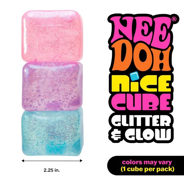 NeeDoh Nice Cube Glitter and Glow (Colors May Vary)