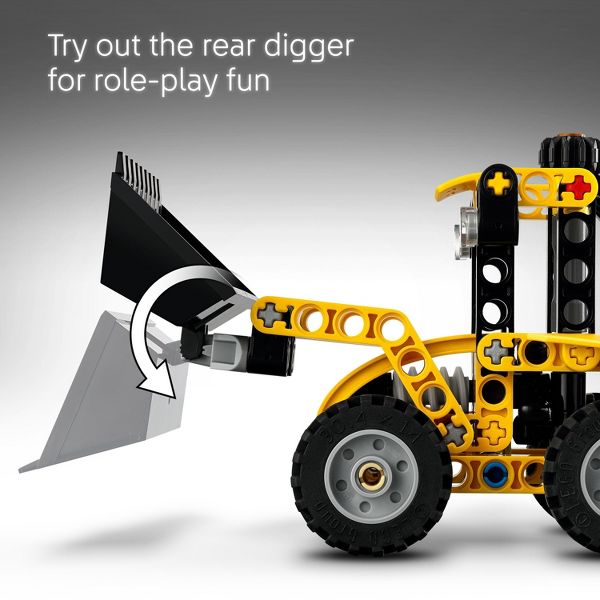 LEGO Technic Backhoe Loader Construction Toy with Back Digger, Scoop & Outriggers 42197