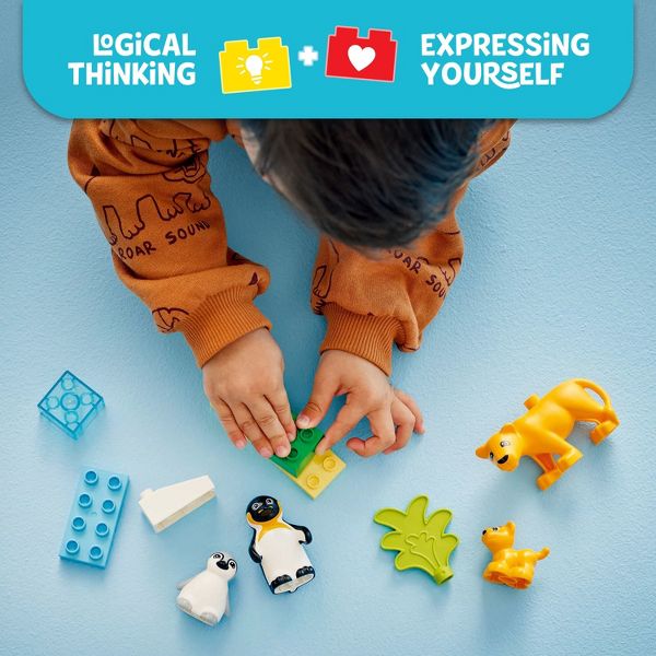 LEGO DUPLO Town Wild Animal Families Penguins & Lions Preschool Learning & Building Toy 10442