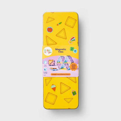 Magnetic Tiles Yellow Tin - Gigglescape™: Educational Toy for Creativity & Fine Motor Skills, 20 Pieces Set