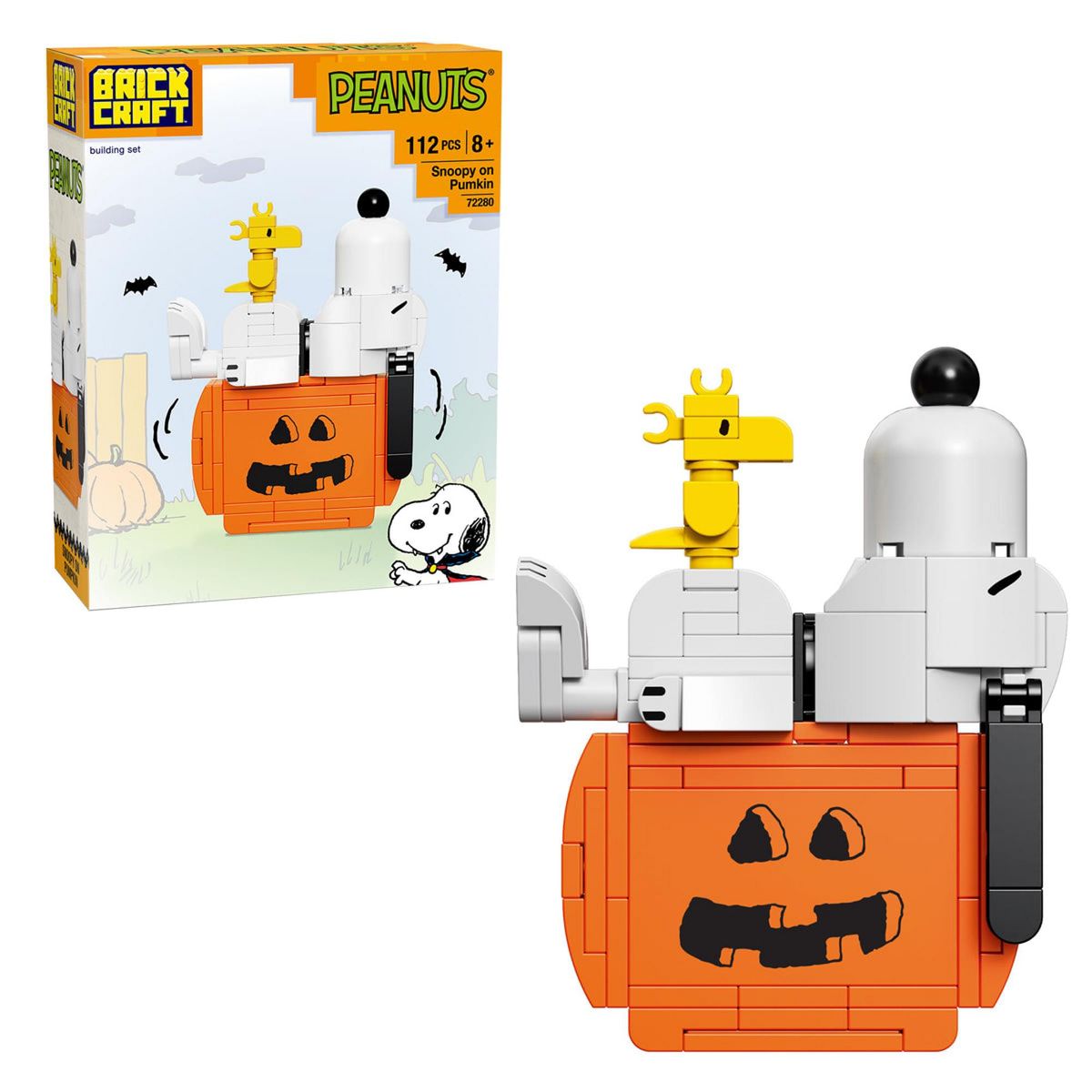 Brickcraft Peanuts Snoopy Sleeping On Pumpkin 112-Piece Building Set