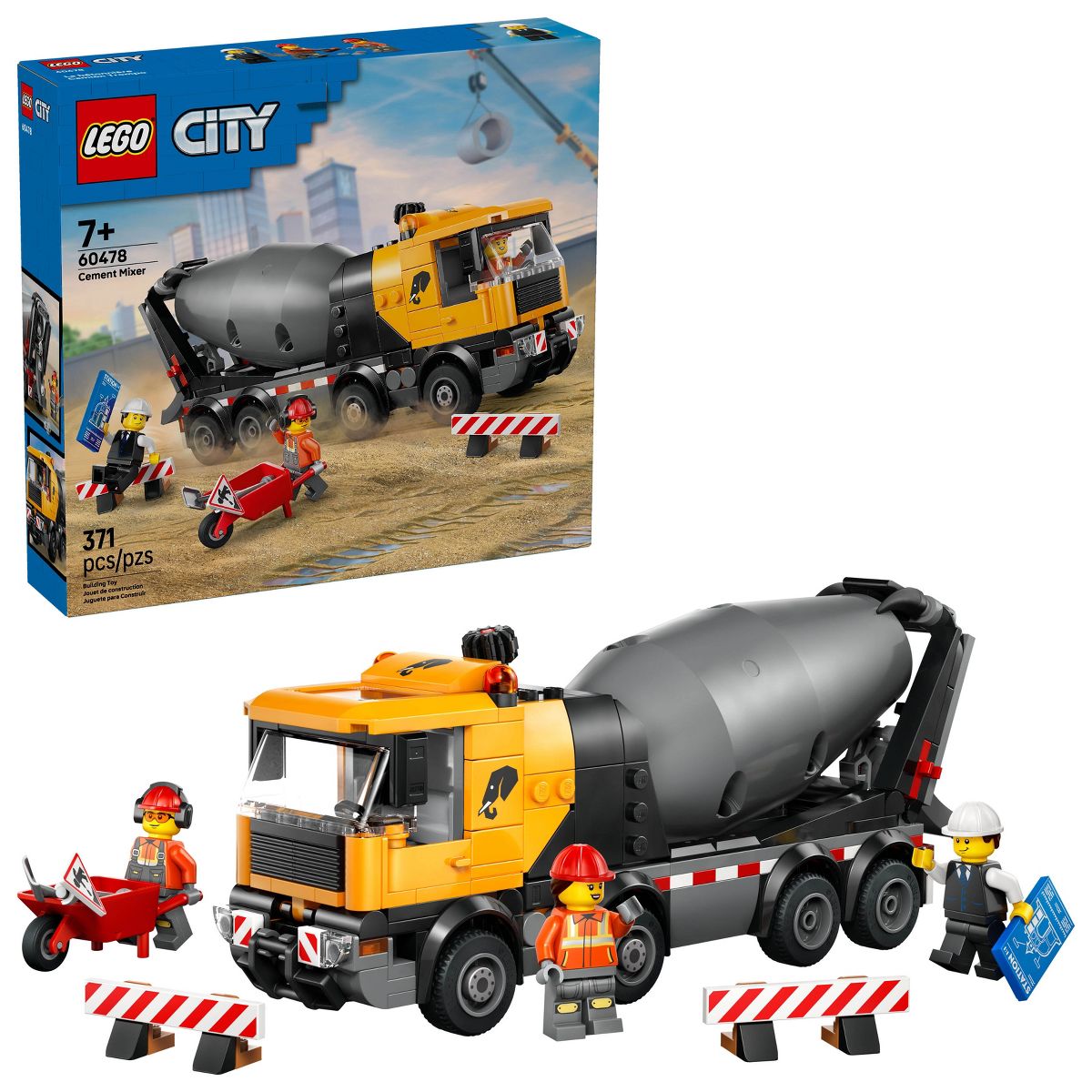 LEGO City Cement Mixer Truck Building Toy 60478