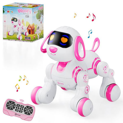 Contixo R3 Smart Puppy 2-Pk, Kids & Toddlers Ages 3-8, Interactive Learning Robot Dog Toy, Remote Control, Lights & Sounds, Boys & Girls - Pink & Blue