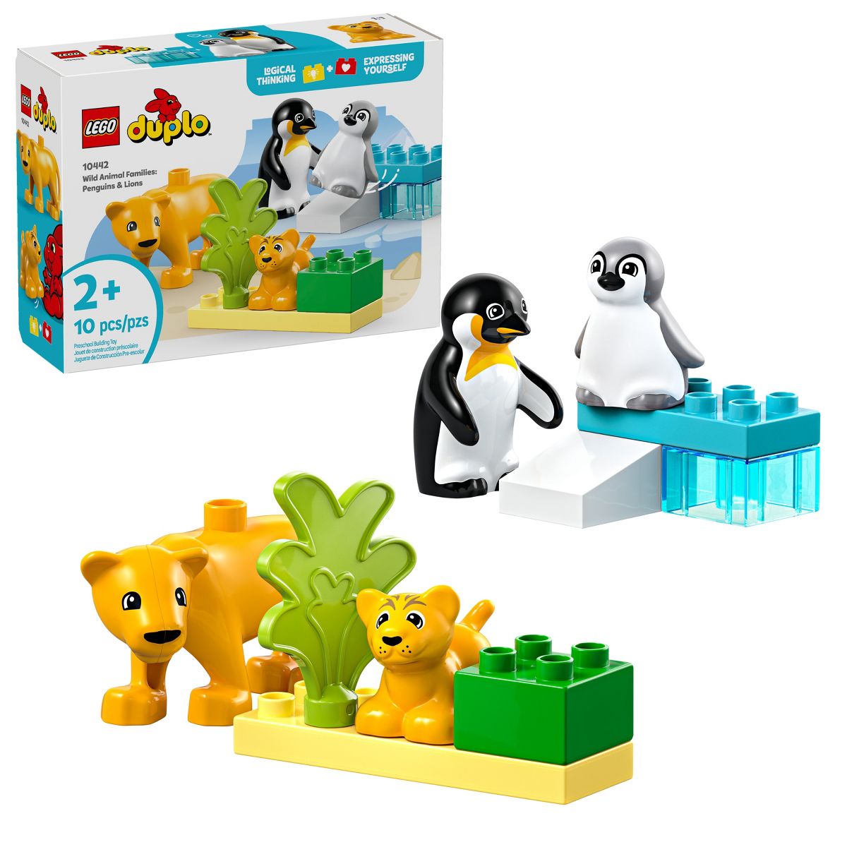 LEGO DUPLO Town Wild Animal Families Penguins & Lions Preschool Learning & Building Toy 10442