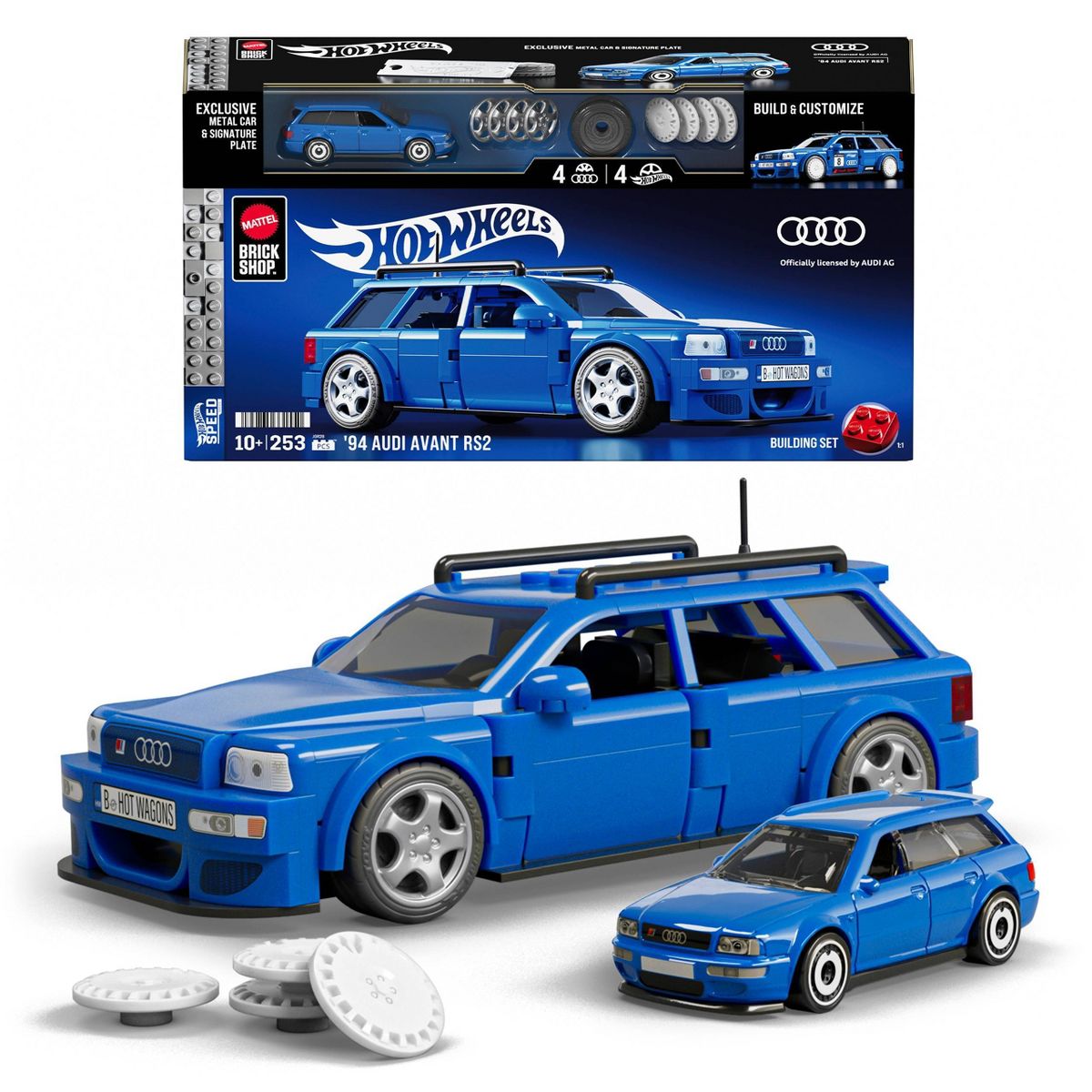Mattel Brick Shop Hot Wheels '94 Audi Avant RS2 Building Toy Kit 253pc, for Collectors