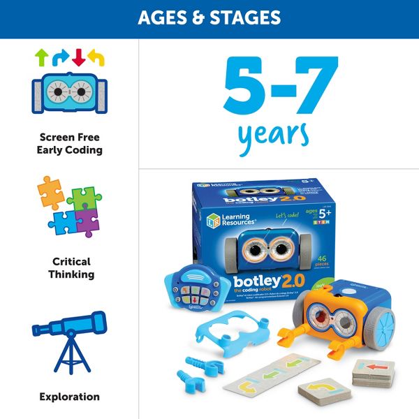 Learning Resources Botley the Coding Robot 2.0, Coding Robot for Kids, STEM Toy, Early Programming, Ages 5+
