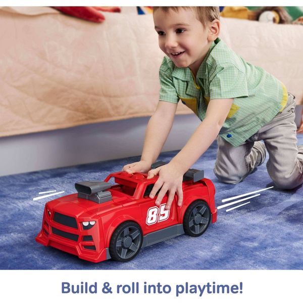 MEGA BLOKS Build & Go Race Car Block Toy with Rolling Wheels 26pc for Kids