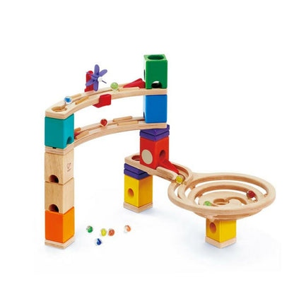 Hape Quadrilla Wooden Marble Run DIY Construction: Race To The Finish