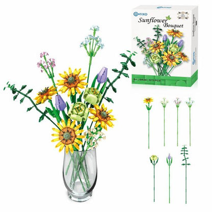 Contixo Floral Collection Building Block Set, 2-Set Botanical Collection, Flowers Building Blocks, 3D Flower Building Toys For Kids 6 Years Old Up