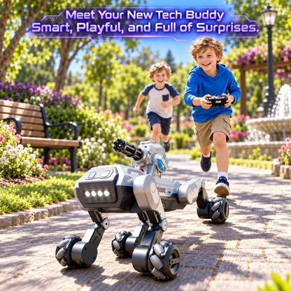 Smart Interactive Robot Dog Pet Toys for Kids with Voice, Remote & Touch Control, Spray and 360 Ball Launcher