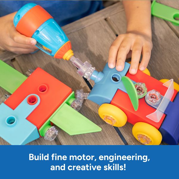 Educational Insights Design & Drill Build-It Bucket with Electric Drill Toy, 41 Pieces, STEM Toy, Ages 3+