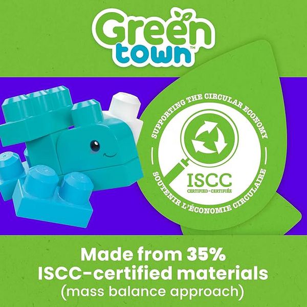 MEGA BLOKS Fisher‑Price Green Town Ocean Time Clean Up Building Blocks Set 70 Pieces 3 Character Figures for Eco‑Friendly Toddler Play