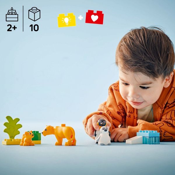 LEGO DUPLO Town Wild Animal Families Penguins & Lions Preschool Learning & Building Toy 10442