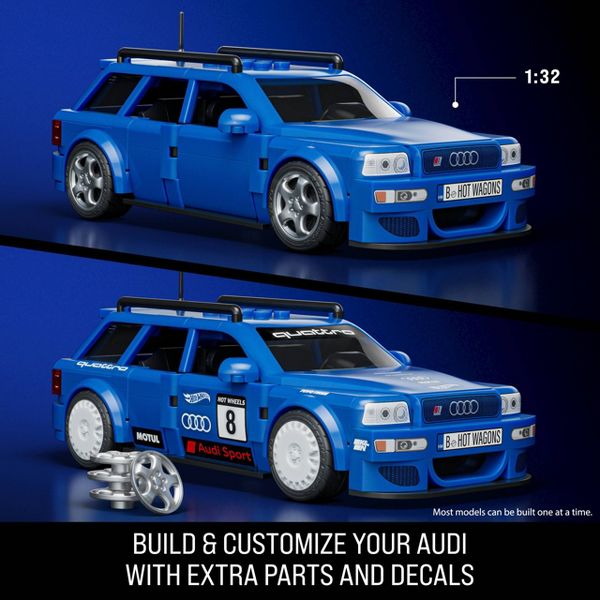 Mattel Brick Shop Hot Wheels '94 Audi Avant RS2 Building Toy Kit 253pc, for Collectors