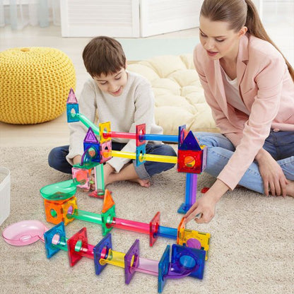 PICASSO-TILES Marble Run Magnetic Tiles for Kids – 100PCS STEM Educational Construction Building Blocks Race Track Creative Learning Toy Set