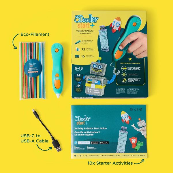 3Doodler Start+ Essentials 3D Printing Pen Screen-Free STEM Creative Educational Tool Toys