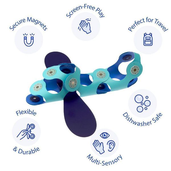 Clixo Airplanes Magnetic Set: 15 Flexible Piece STEM Building Set for Kids Ages 6+