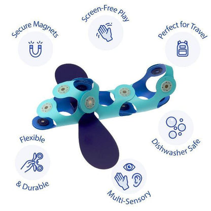 Clixo Airplanes Magnetic Set: 15 Flexible Piece STEM Building Set for Kids Ages 6+