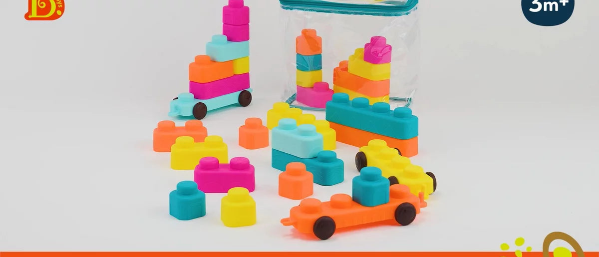 B. toys Buildin’ Squishies - 30pc Soft Sensory Building Blocks