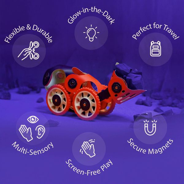 Clixo Space Mission Pack: Glow in the Dark Magnetic Building Toy 30pc for Ages 6+