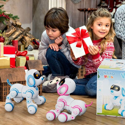 Contixo R3 Smart Puppy 2-Pk, Kids & Toddlers Ages 3-8, Interactive Learning Robot Dog Toy, Remote Control, Lights & Sounds, Boys & Girls - Pink & Blue
