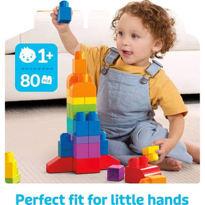 MEGA BLOKS First Builders Big Building Bag Toy Blocks with Blue Storage Bag for Toddler - 80pc