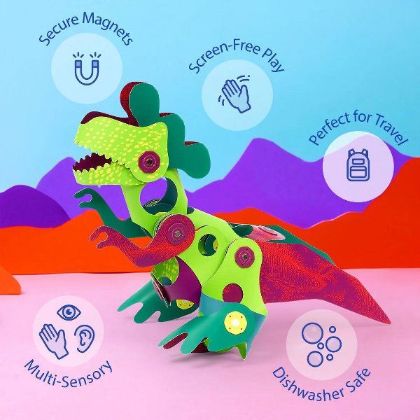 Clixo Dino Discovery Magnetic Set: 22 Flexible Piece STEM Building Set for Kids Ages 6+