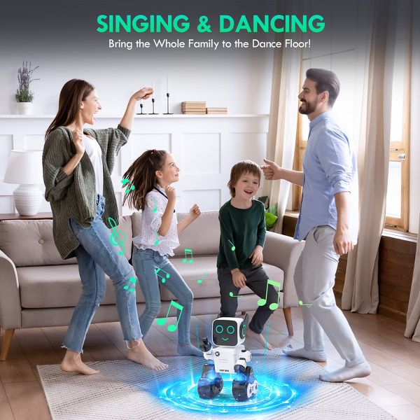 Robot Toy for Kids Remote Control Intelligent Programming RC Robot with Music Dancing Voice Interaction LED Lights Gift for Boys Girls Ages 4-12